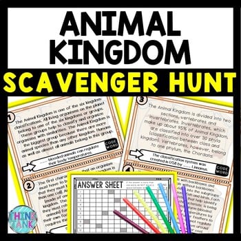 Animal Kingdom Scavenger Hunt Reading Comprehension Activity