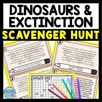 Dinosaurs Scavenger Hunt Reading Comprehension Activity