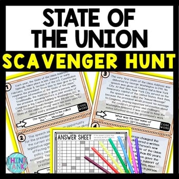 State of the Union Scavenger Hunt Reading Comprehension Activity