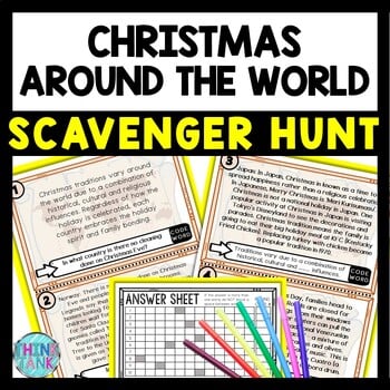 Christmas Around the World Scavenger Hunt Reading Comprehension Activity