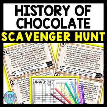 History of Chocolate Scavenger Hunt Reading Comprehension Activity