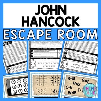 John Hancock ESCAPE ROOM - Reading Comprehension Activity - Revolutionary War