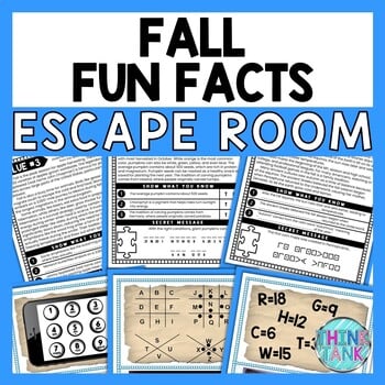 Fall ESCAPE ROOM - Reading Comprehension Activity - Back to School - Autumn
