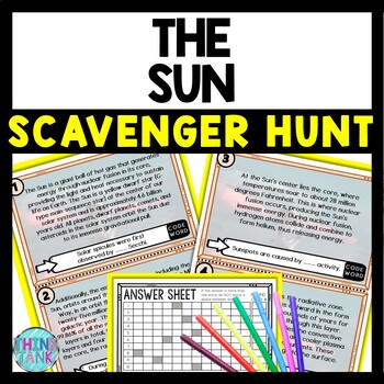 The Sun Scavenger Hunt Reading Comprehension Activity - Solar System