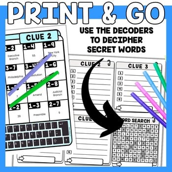 U.S. Constitution Escape Room Word Search - Reading Comprehension Stations - Image 4