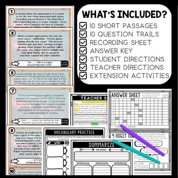 Comets Scavenger Hunt Reading Comprehension Activity - Solar System - Image 2