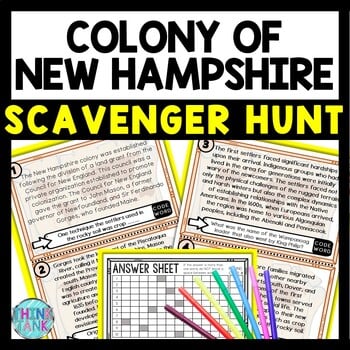 Colony of New Hampshire Scavenger Hunt Reading Comprehension Activity