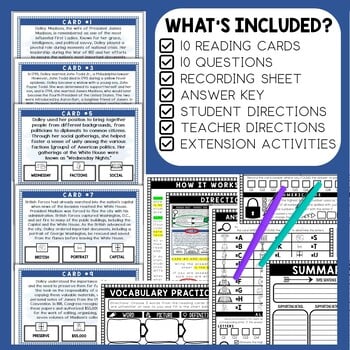Dolley Madison Scavenger Hunt - Reading Comprehension Activity - First Lady - Image 2