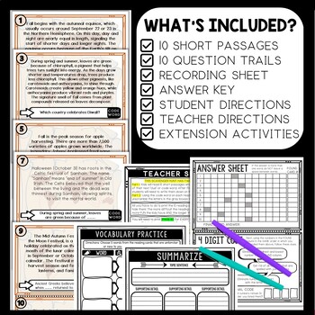 Fall Scavenger Hunt Reading Comprehension Activity - Fun Facts - Image 2