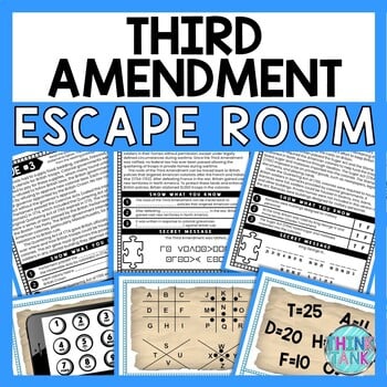Third Amendment ESCAPE ROOM - Reading Comprehension Activity - Bill of Rights
