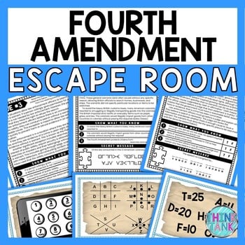 Fourth Amendment ESCAPE ROOM - Reading Comprehension Activity - Bill of Rights
