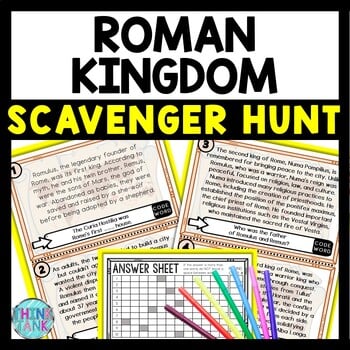 Early Kings of Ancient Rome Scavenger Hunt Reading Comprehension Activity