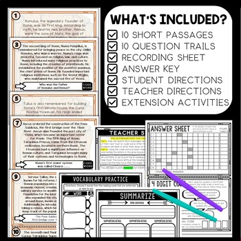 Early Kings of Ancient Rome Scavenger Hunt Reading Comprehension Activity - Image 2