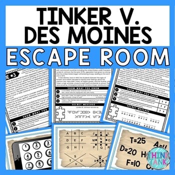Tinker v Des Moines ESCAPE ROOM - Reading Comprehension Activity - Free Speech