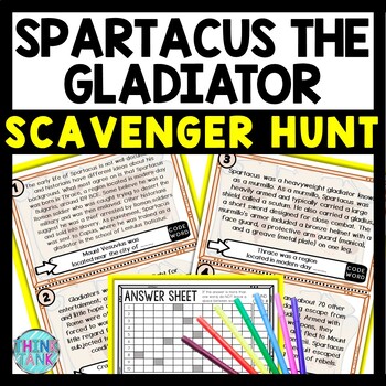 Spartacus of Ancient Rome Scavenger Hunt Reading Comprehension Activity