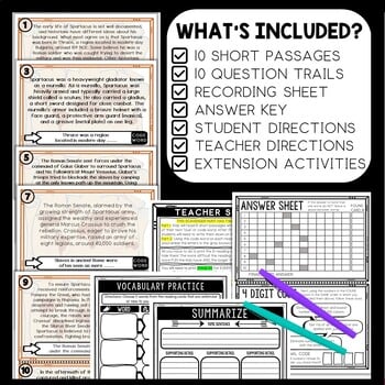 Spartacus of Ancient Rome Scavenger Hunt Reading Comprehension Activity - Image 2