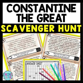 Constantine the Great Scavenger Hunt Reading Comprehension Activity