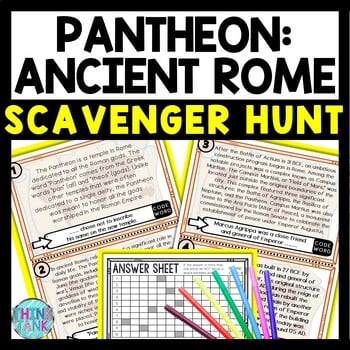 Pantheon of Ancient Rome Scavenger Hunt Reading Comprehension Activity