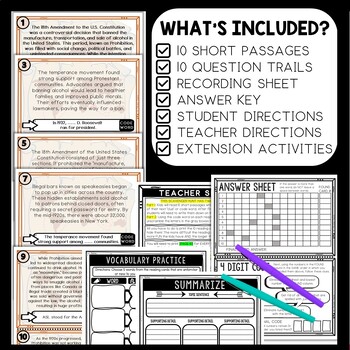 Prohibition Scavenger Hunt Reading Comprehension Activity - 18th Amendment - Image 2