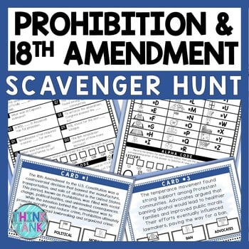 Prohibition Scavenger Hunt - Reading Comprehension Activity - 18th Amendment