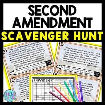 Second Amendment Scavenger Hunt Reading Comprehension Activity
