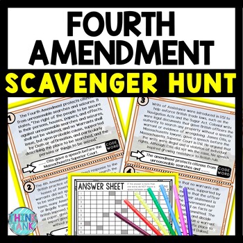 Fourth Amendment Scavenger Hunt Reading Comprehension Activity - Bill of Rights