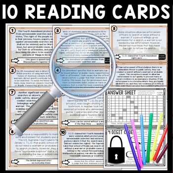 Fourth Amendment Scavenger Hunt Reading Comprehension Activity - Bill of Rights - Image 3