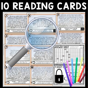 Fifth Amendment Scavenger Hunt Reading Comprehension Activity - Bill of Rights - Image 3