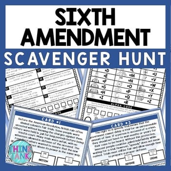 Sixth Amendment Scavenger Hunt - Reading Comprehension Activity - Bill of Rights