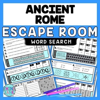 Ancient Rome Escape Room Word Search - Reading Comprehension Stations