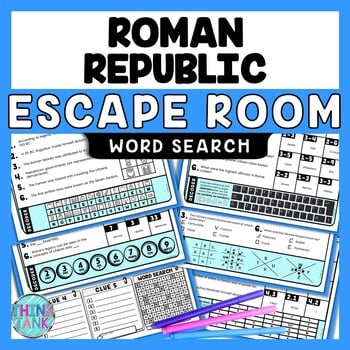 Roman Republic Escape Room Word Search - Reading Comprehension Stations
