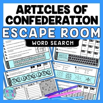 Articles of Confederation Escape Room Word Search - Reading Comprehension