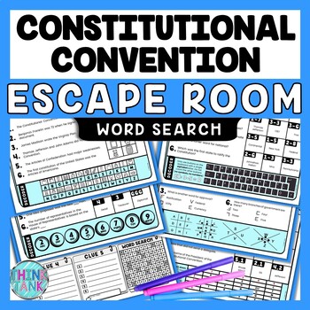Constitutional Convention Escape Room Word Search - Reading Comprehension
