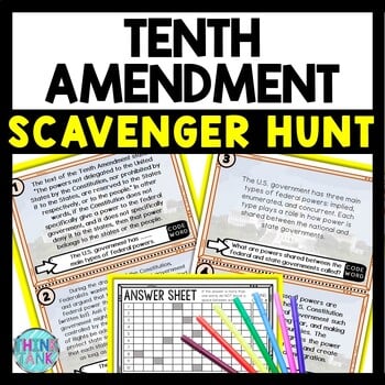 Tenth Amendment Scavenger Hunt Reading Comprehension Activity