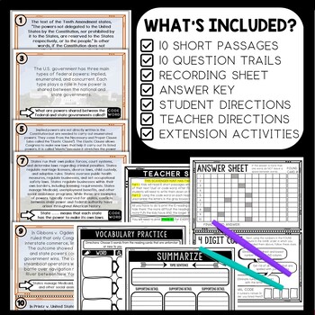 Tenth Amendment Scavenger Hunt Reading Comprehension Activity - Image 3