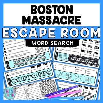 Boston Massacre Escape Room Word Search - Reading Comprehension Stations