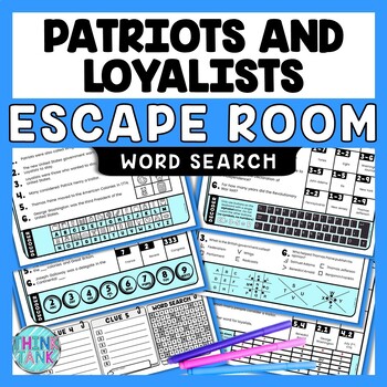 Patriots and Loyalists Escape Room Word Search - Reading Comprehension Stations