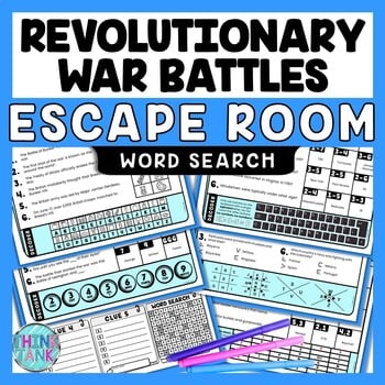 Revolutionary War Battles Escape Room Word Search - Reading Comprehension