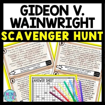Gideon v. Wainwright Scavenger Hunt Reading Comprehension Activity