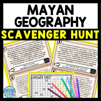 Mayan Geography Scavenger Hunt Reading Comprehension Activity