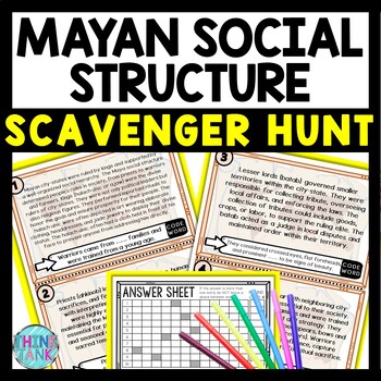 Mayan Social Structure Scavenger Hunt Reading Comprehension Activity