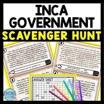 Government of the Inca Empire Scavenger Hunt Reading Comprehension Activity