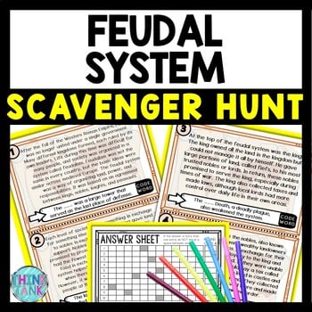 Feudal System Scavenger Hunt Reading Comprehension Activity - Middle Ages