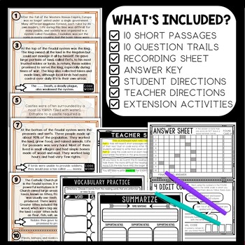 Feudal System Scavenger Hunt Reading Comprehension Activity - Middle Ages - Image 2