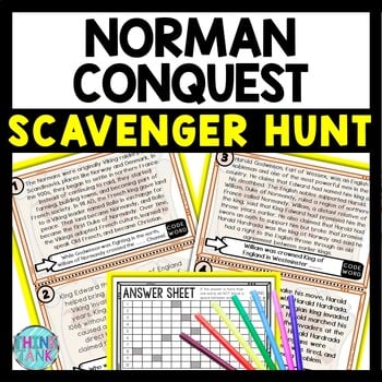 Norman Conquest Scavenger Hunt Reading Comprehension Activity - Middle Ages
