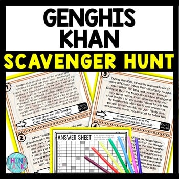 Genghis Khan Scavenger Hunt Reading Comprehension Activity - Middle Ages