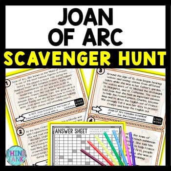 Joan of Arc Scavenger Hunt Reading Comprehension Activity - Middle Ages
