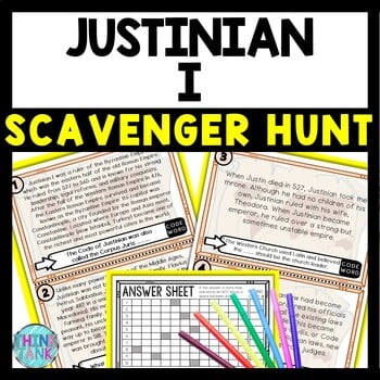 Justinian I Scavenger Hunt Reading Comprehension Activity - Middle Ages
