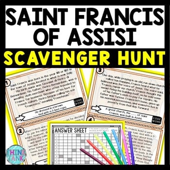 Saint Francis of Assisi Scavenger Hunt Reading Comprehension Activity