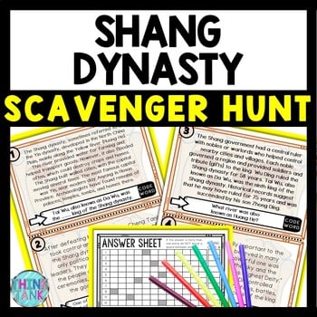 Shang Dynasty Scavenger Hunt Reading Comprehension Activity - Ancient China